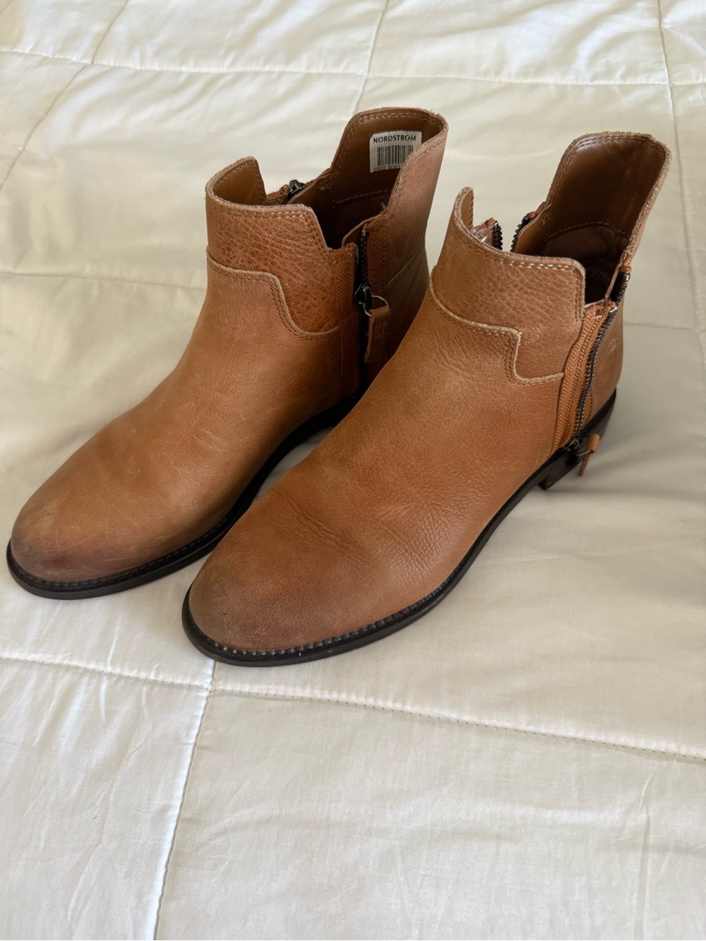 Franco Sarto Cognac Brown Leather Ankle Booties